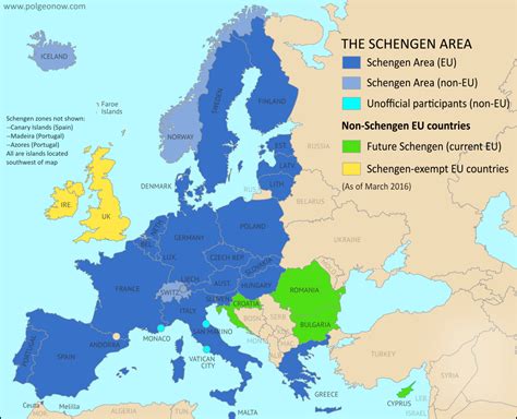 map of the schengen and eu countries